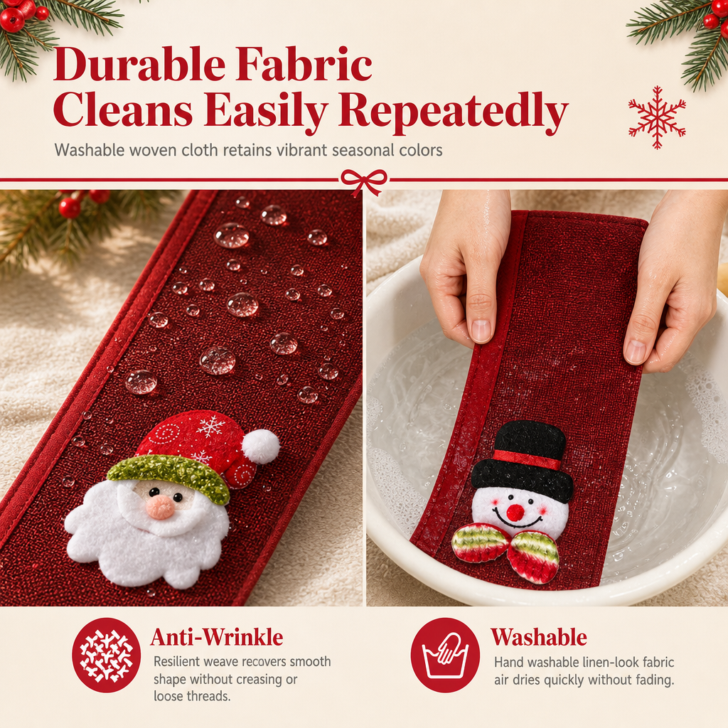 Christmas Burlap Refrigerator Door Handle Covers Holiday Kitchen Appliance Protectors for Microwave and Fridge