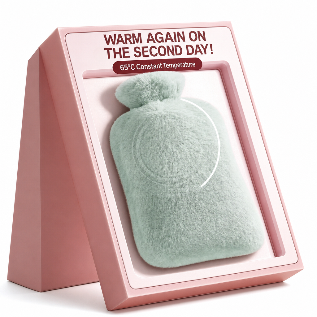 ⏳🔥LIMITED-TIME 50% OFF! ⏰Rubber Hot Water Bottle with Soft Faux Rabbit Fur Cover and Warm Waist Belt