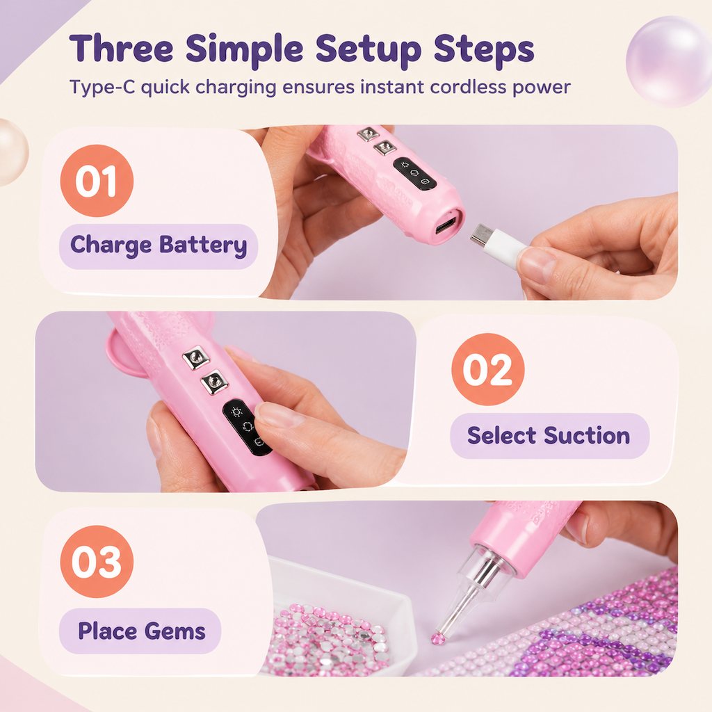 Electric Vacuum Suction Pen Set DIY Craft Dotting Tool