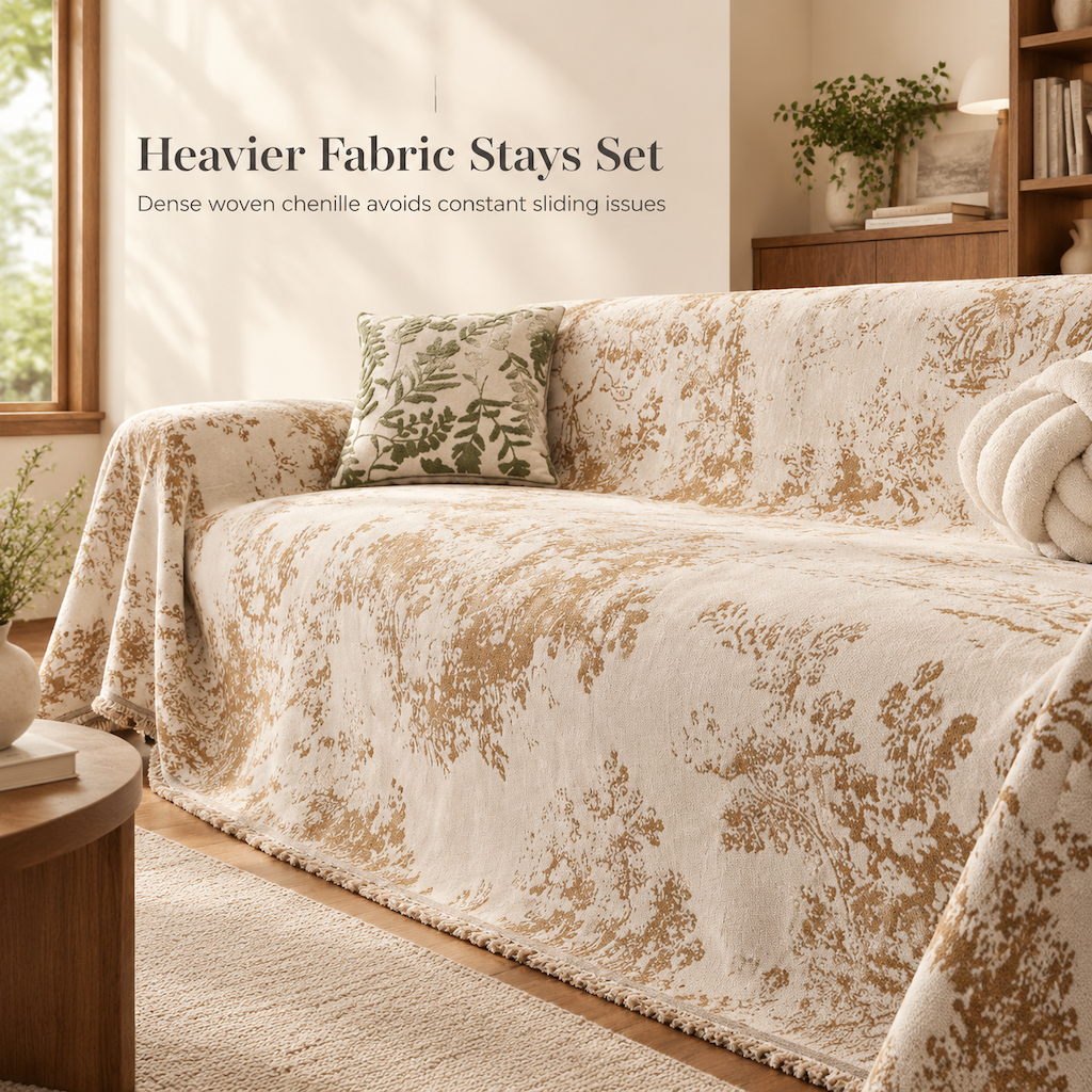 📢📢50% OFF !! ⏰French Style Chenille Sofa Cover Cat Scratch Resistant Universal Couch Slipcover Throw Blanket