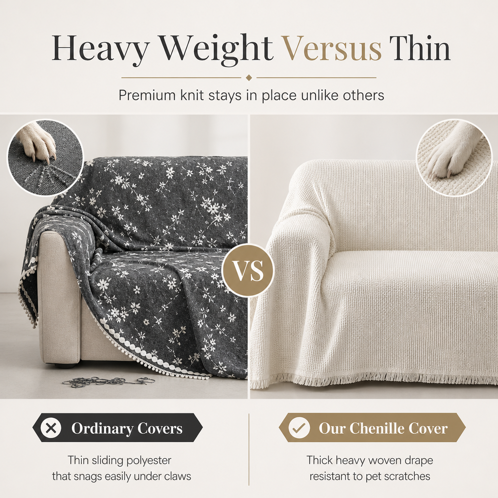 📢📢50% OFF !! ⏰French Style Chenille Sofa Cover Cat Scratch Resistant Universal Couch Slipcover Throw Blanket
