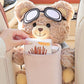 🧸🚗Cute Aviator Bear Plush Car Tissue Holder & Storage Bin | Strap Armrest Mount for Car Interior Decoration & Storage📦