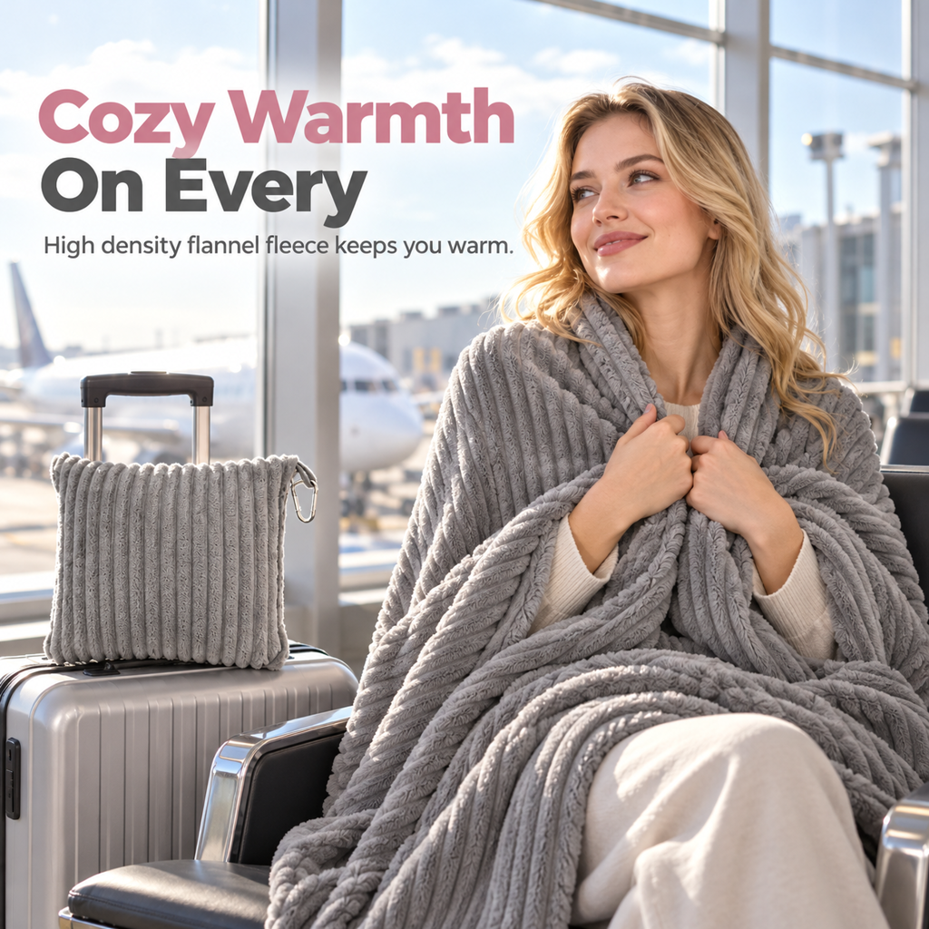 2-in-1 Flannel Travel Blanket