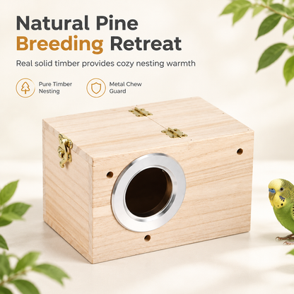 Wooden Bird Nesting Box for Budgies Lovebirds and Small Birds
