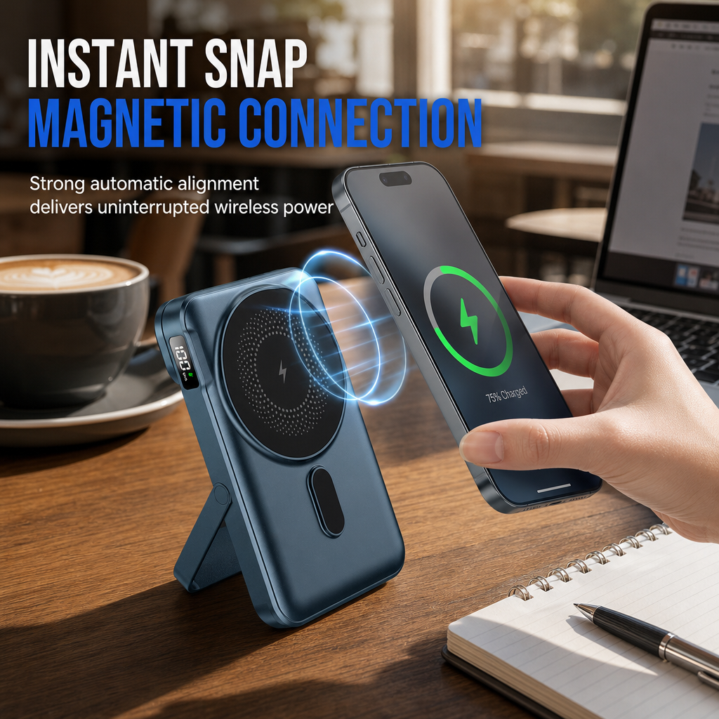 Mini 10000mAh Magnetic Wireless Power Bank Fast Charging Portable for Phones and Smartwatches