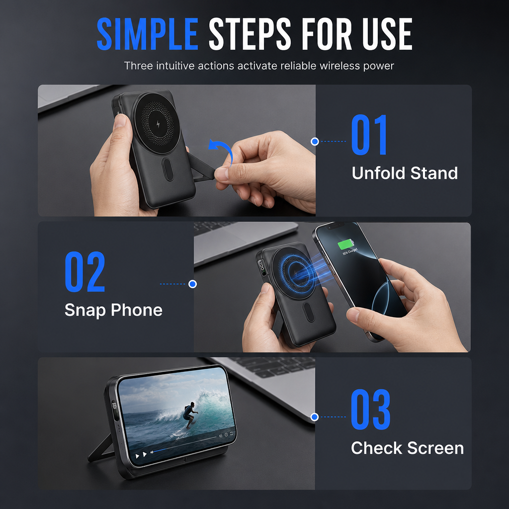 Mini 10000mAh Magnetic Wireless Power Bank Fast Charging Portable for Phones and Smartwatches
