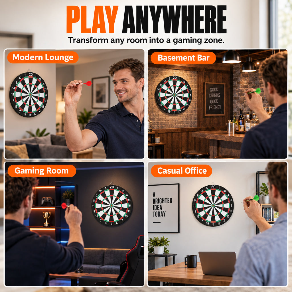 🎯 Double-Sided Dartboard Set – Includes 4 Steel-Tip Darts for Game Nights & Friendly Competition