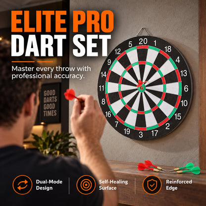 🎯 Double-Sided Dartboard Set – Includes 4 Steel-Tip Darts for Game Nights & Friendly Competition
