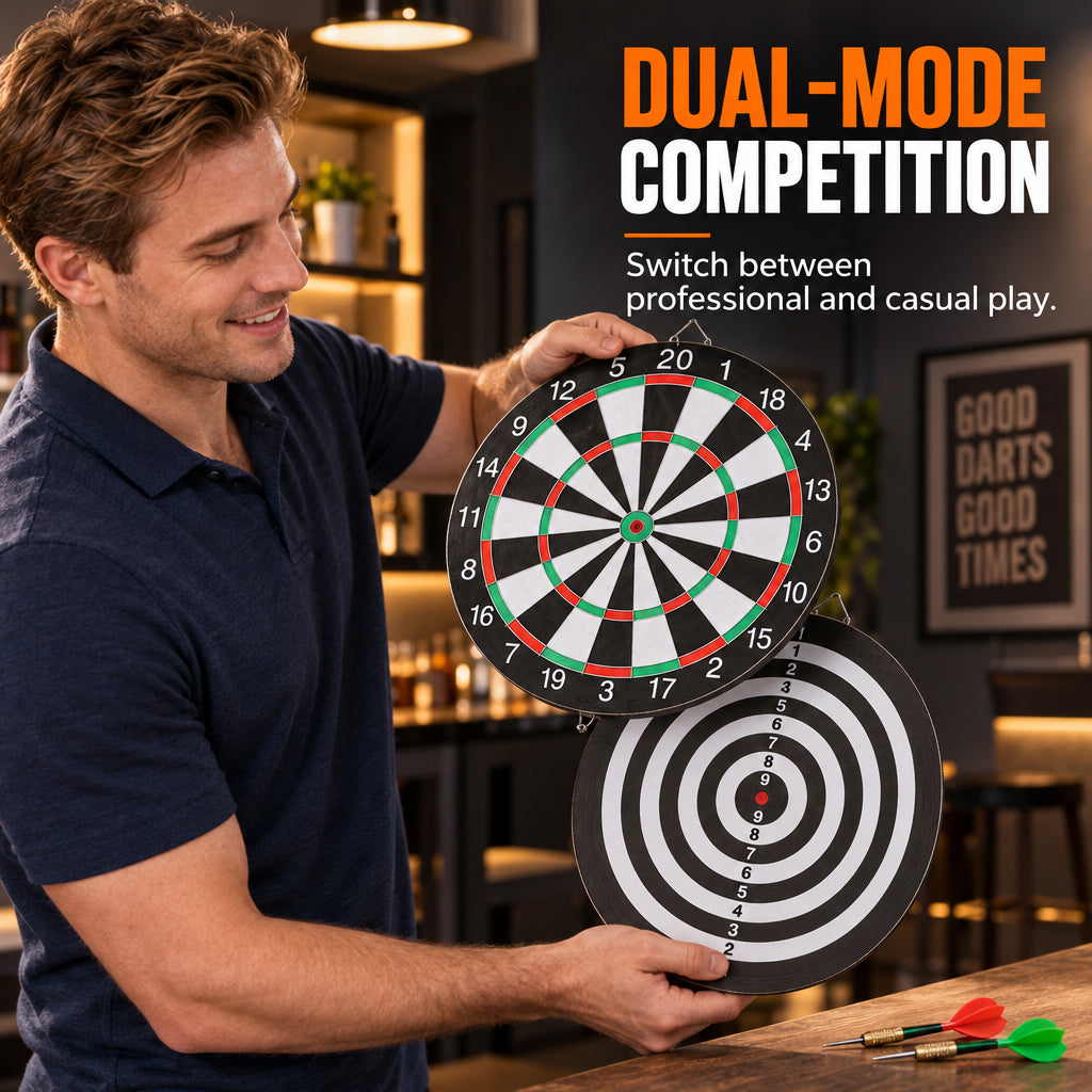 🎯 Double-Sided Dartboard Set – Includes 4 Steel-Tip Darts for Game Nights & Friendly Competition