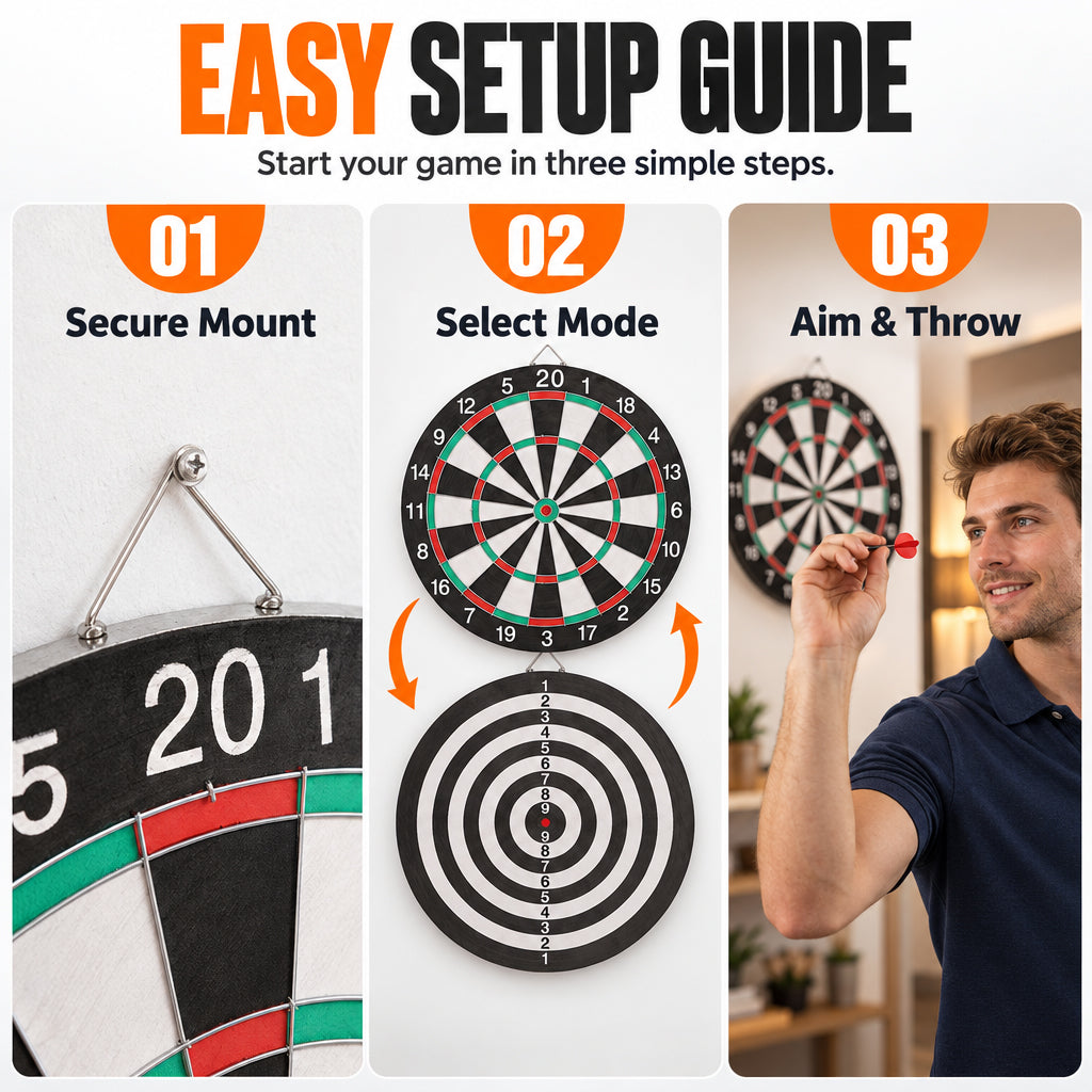 🎯 Double-Sided Dartboard Set – Includes 4 Steel-Tip Darts for Game Nights & Friendly Competition