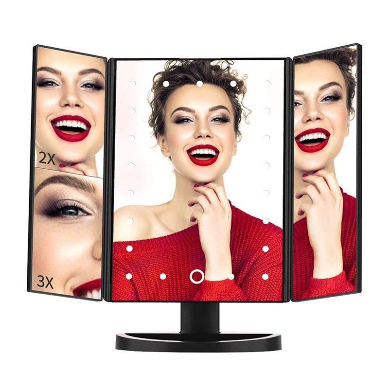 Tri-Fold Makeup Mirror with Lights