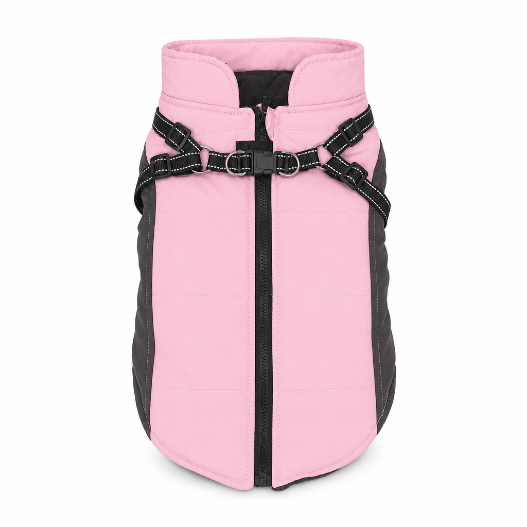 Reflective Padded Dog Winter Vest with Leash Attachment