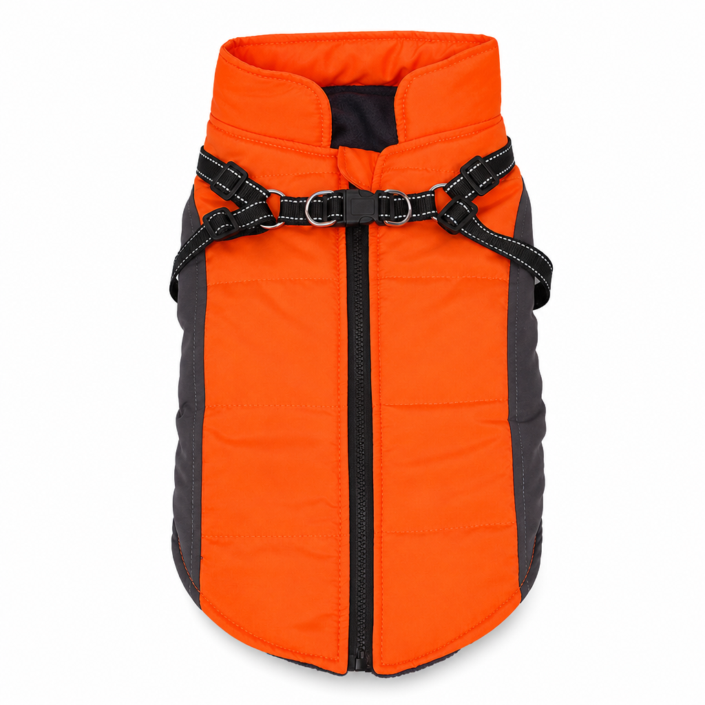 Reflective Padded Dog Winter Vest with Leash Attachment