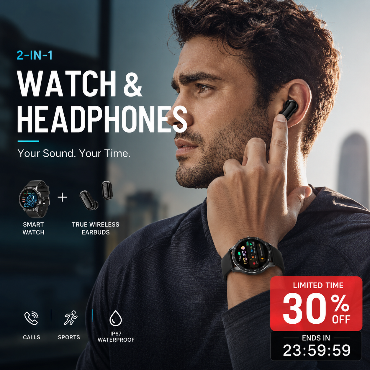🔥2026 Hot Sale⌚2-in-1 smartwatch with built-in wireless earbuds 🎧️